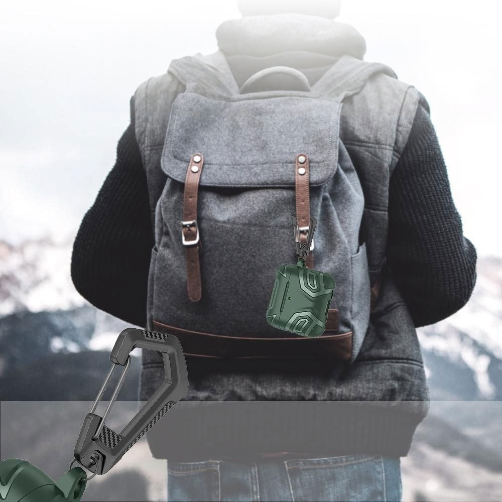AirPods 4 Outdoor Gummi Schutzhülle mit Karabinerhaken - Schwarz