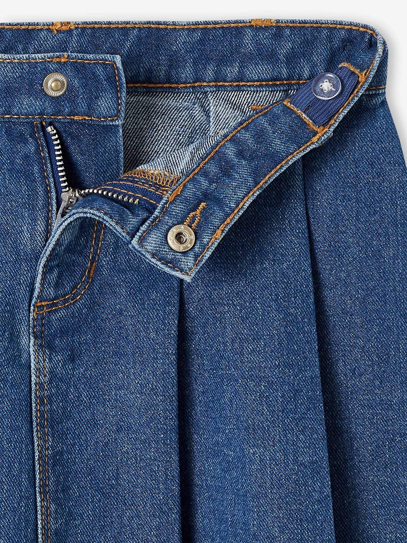 Saia jeans plissada cor pedra para meninas