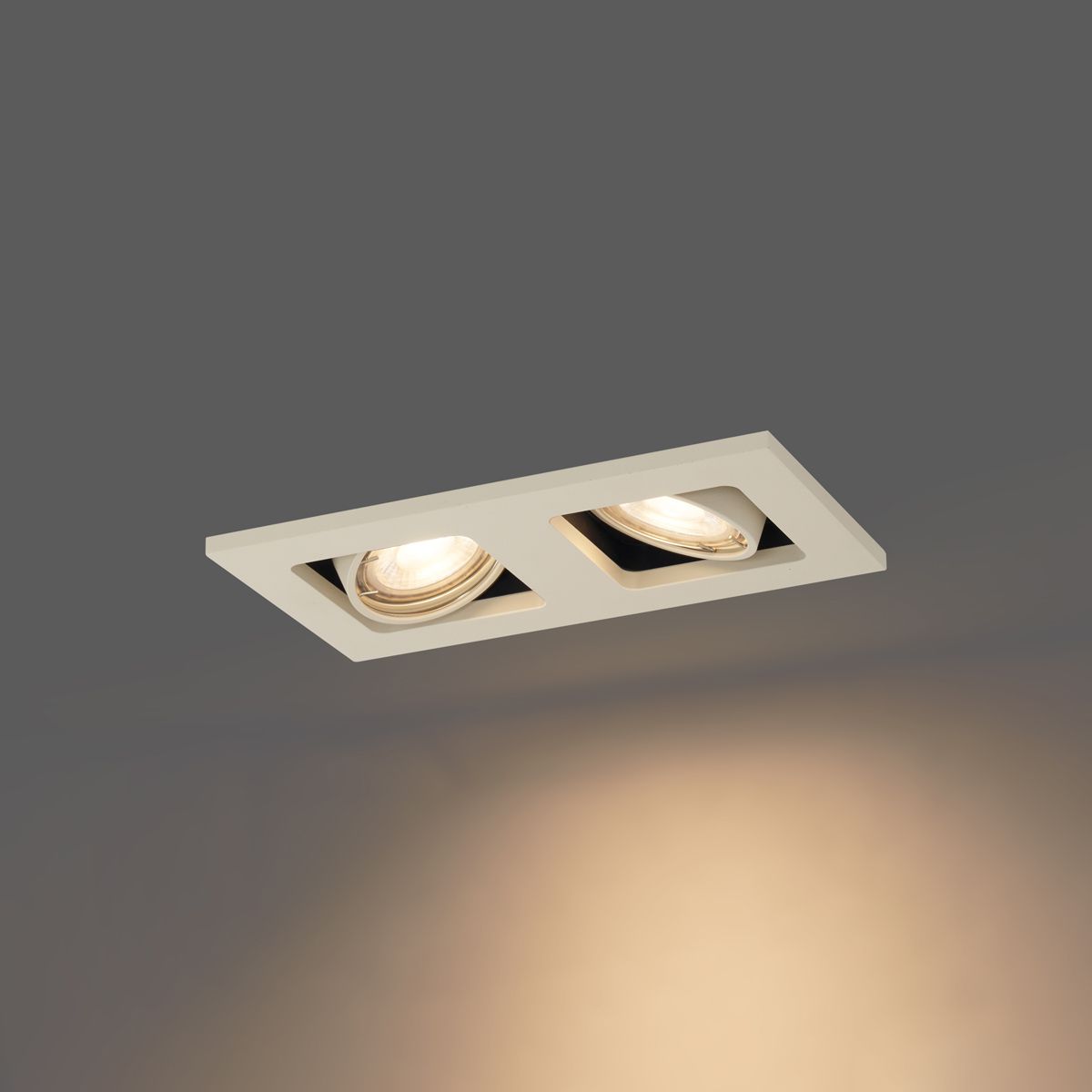 Set van 6 Moderne inbouwspot beige GU10 50mm draai- en kantelbaar 2-lichts - Qure