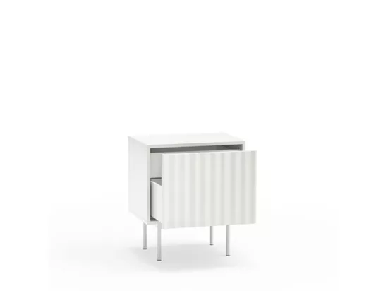 Sierra - Table de chevet 1 porte 2 tiroirs en bois : Couleur - Blanc