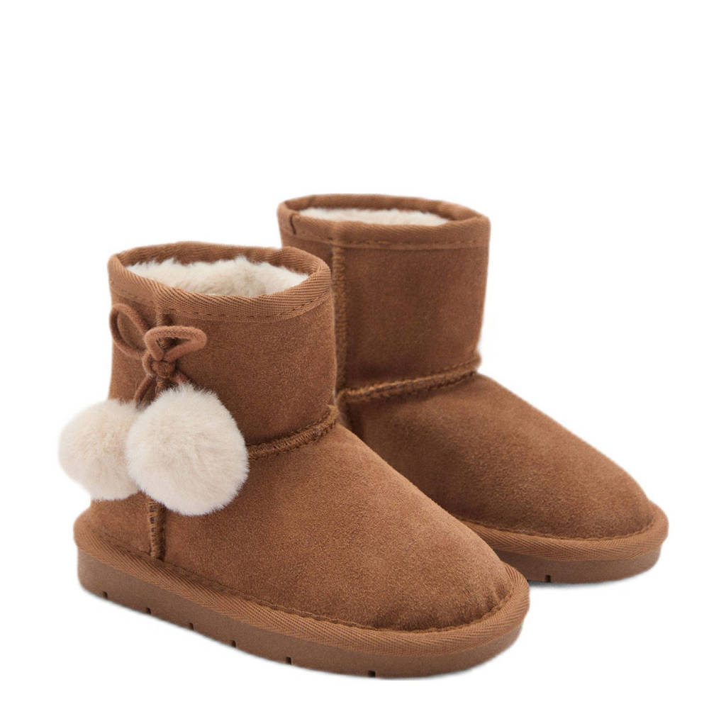 Mango Kids gevoerde suède enkelboots camel