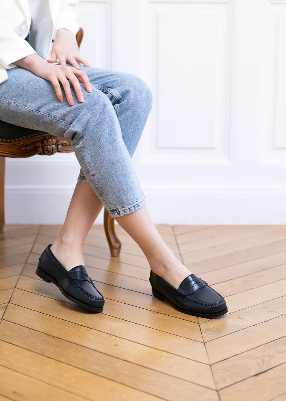 MOCASSIN W BEEFROLL CUIR MARINE