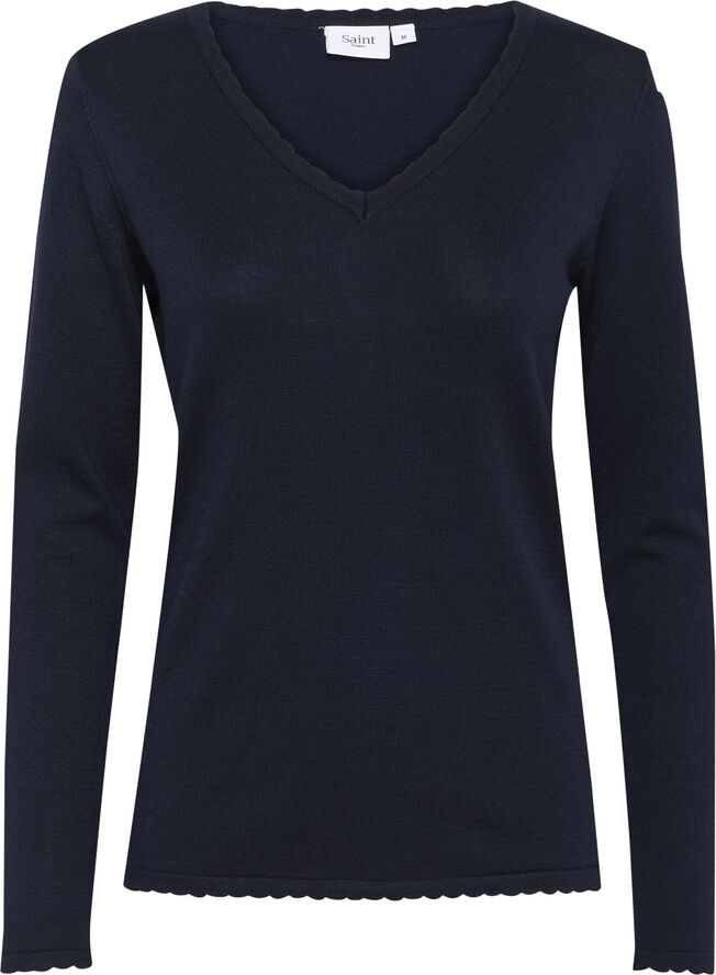 Saint Tropez MilaSZ LS V-Neck Pullover Night sky