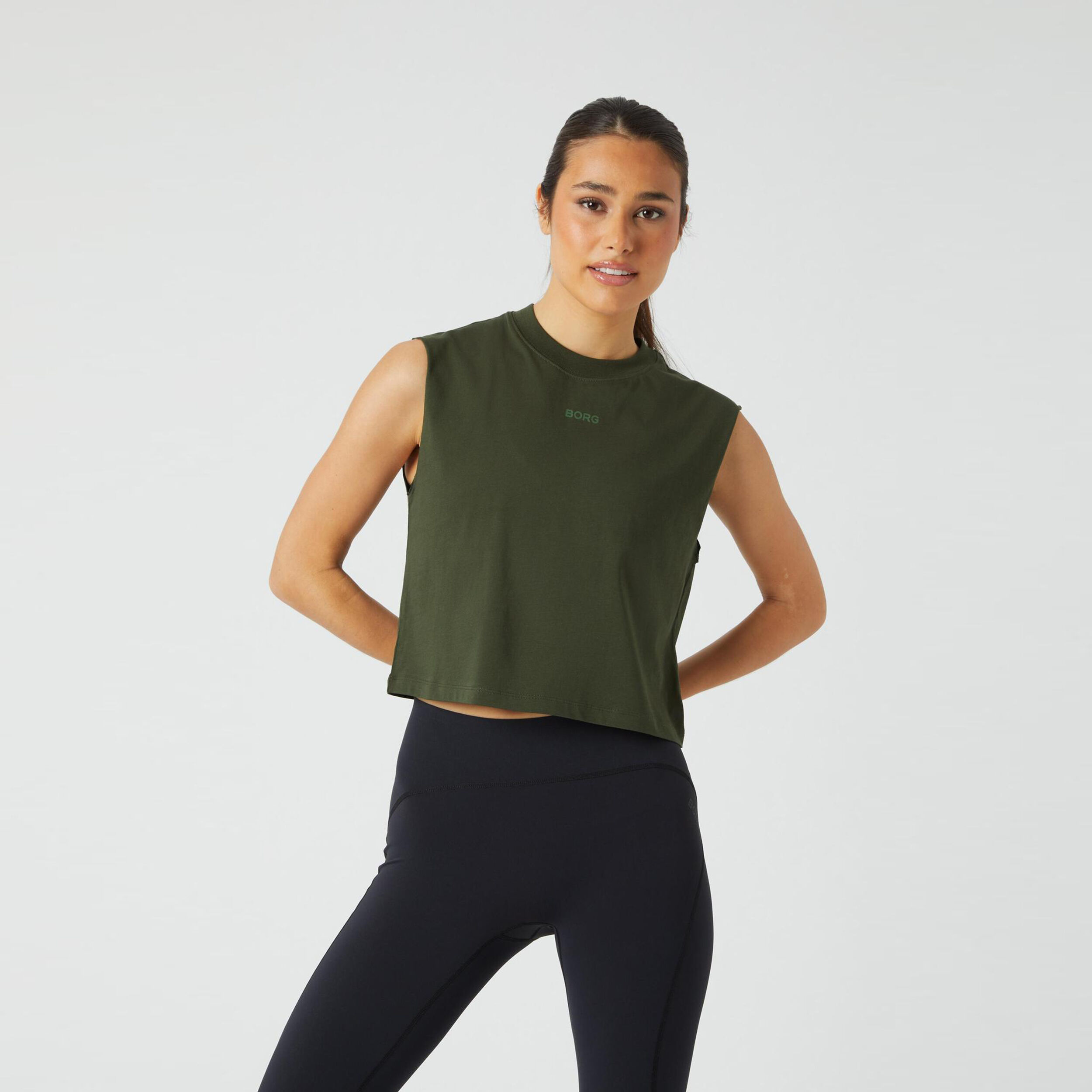 Björn Borg Cropped Débardeur Tank Top Femmes - Vert Foncé