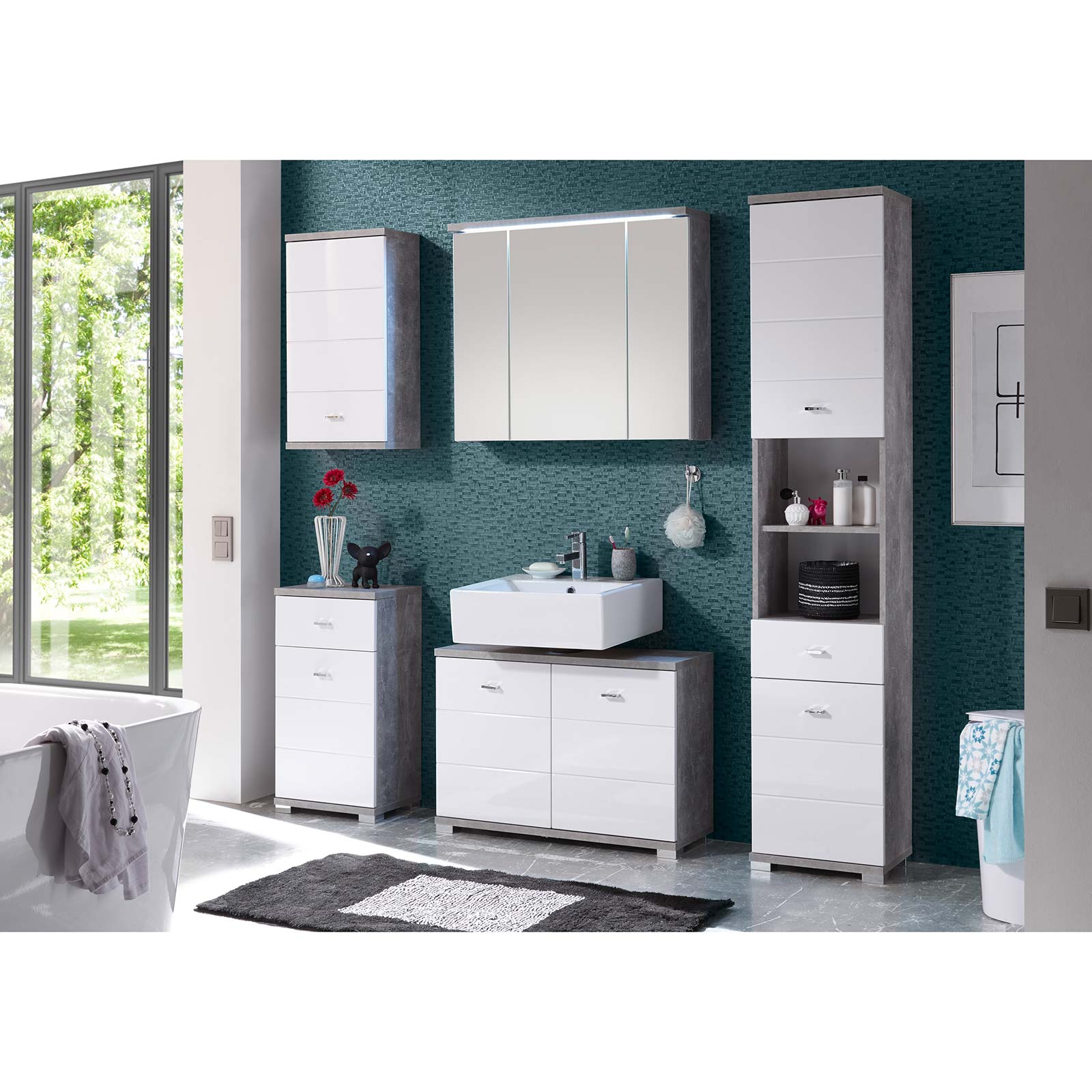 Spiegelschrank - Betonoptik - 80 cm breit