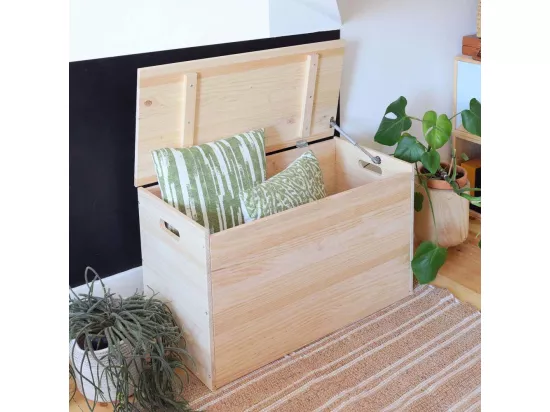 Coffre de rangement en pin brut 135 litres
