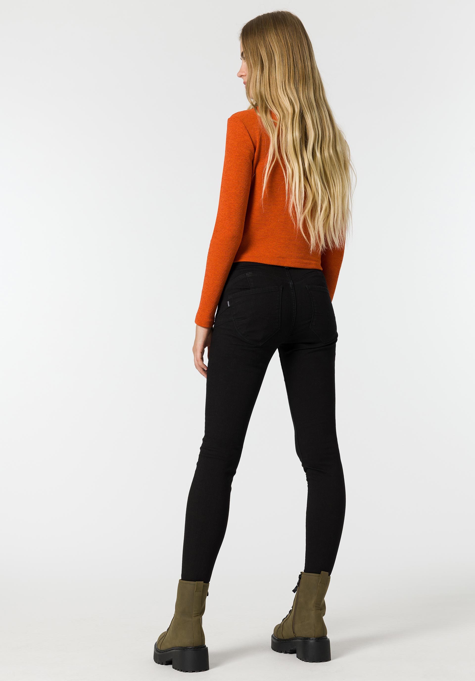 Jeans Double-up Skinny de Cintura Alta Soft Touch