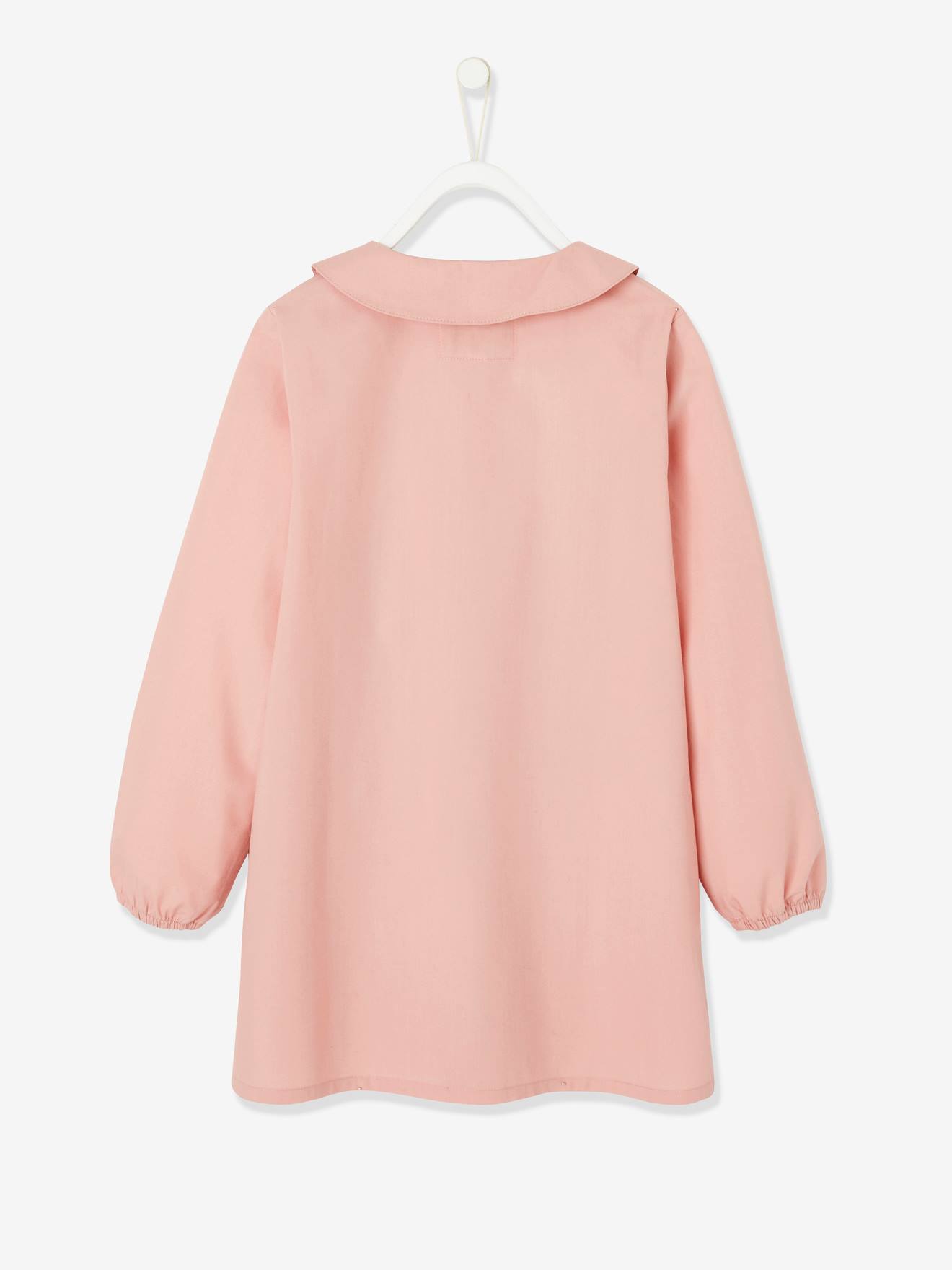 Babador para bebê com gola Peter Pan e coração para meninas, rosa claro liso personalizável com estampas.