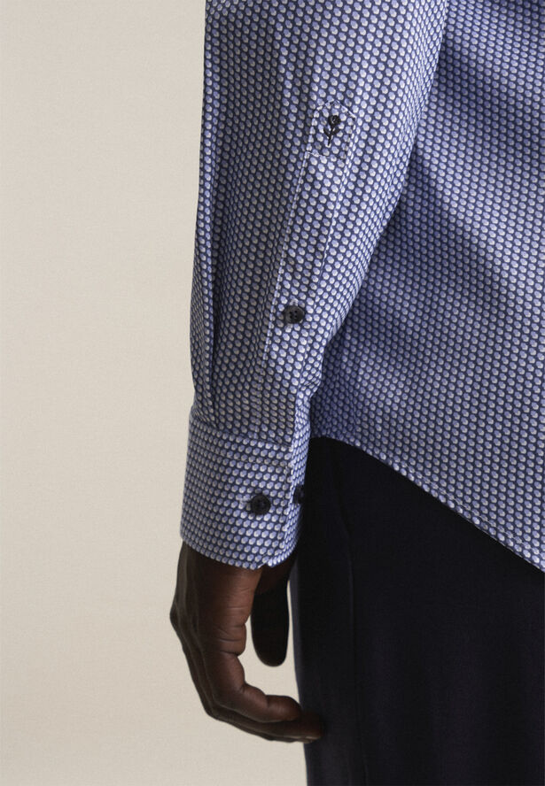 Seidensticker Performance shirt Slim Long sleeve Kent-Collar Print Blue