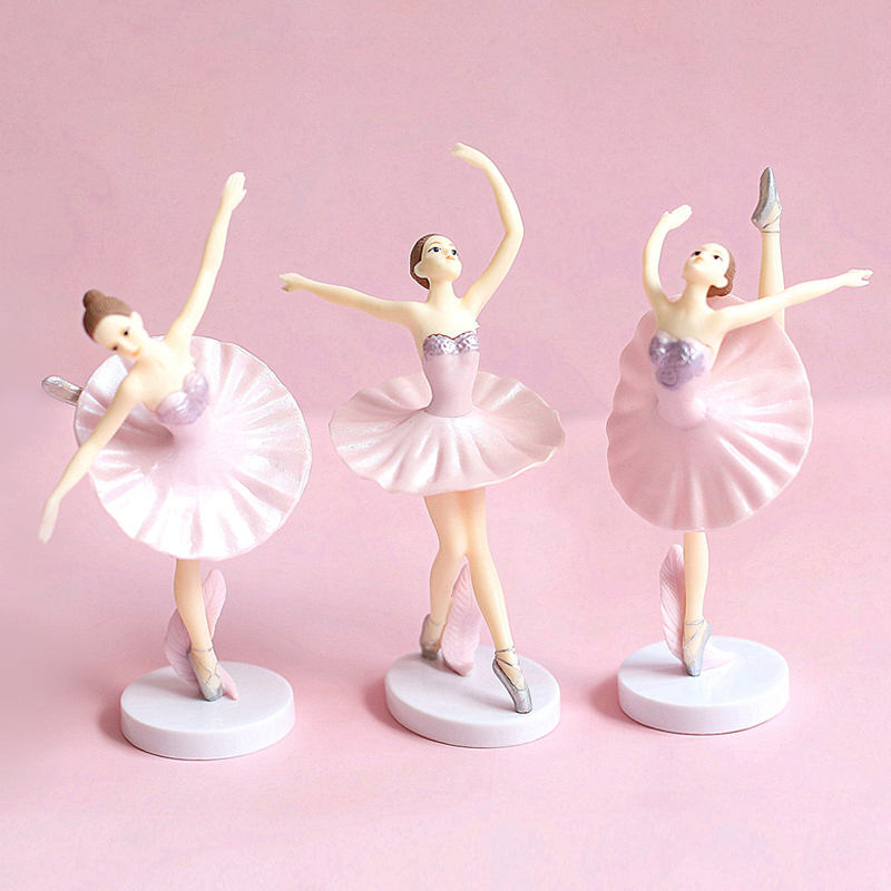 (3-tlg. Set) Kuchenstecker Ballerina Tortenstecker Topper Dekoration für Torten / Kuchen - Rosa