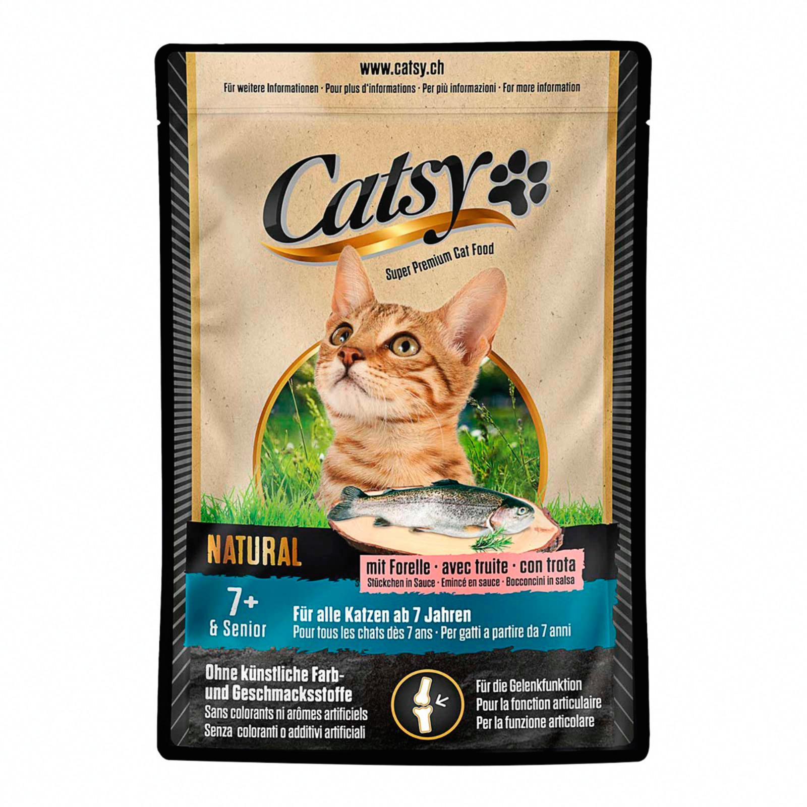 Catsy 7+ Cat Pouch with Trout 12x85g