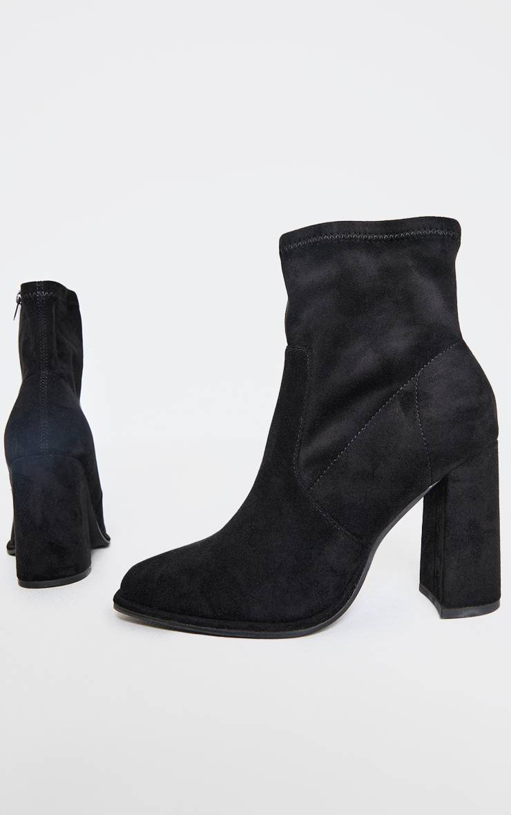 Noir Bottes À Talon Bloc Stiletto Haut, Bout Rond En Synthétique
