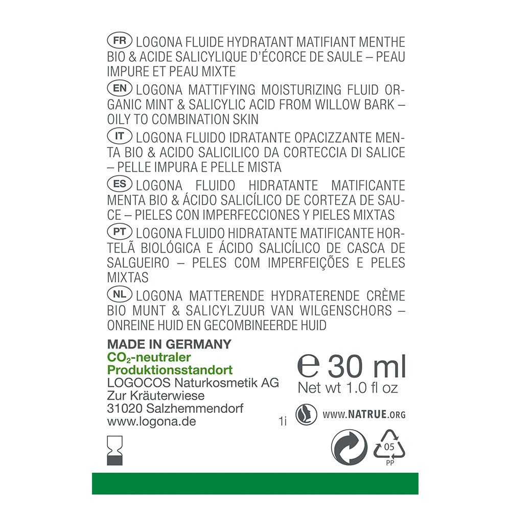 LOGONA Naturkosmetik Mattierendes Gesichtsfluid