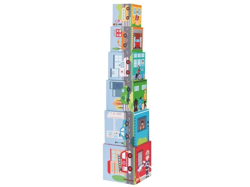 Spielba Holzspielwaren Stapelturm mit 6 Autos Spiel- und Stapelspass