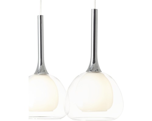 Hanglamp, 3-lichts, HxB 120x66 cm, chroom/helder/wit