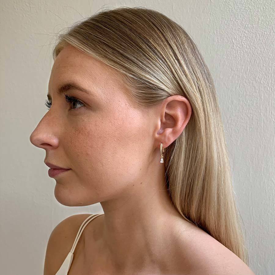 Snö Of Sweden Camille Drop Ring Earring Gold/Clear 14,5mm