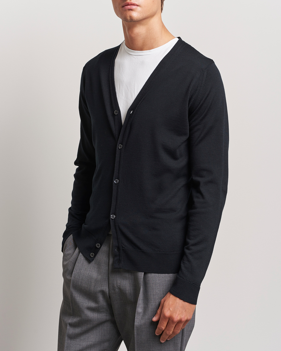 John Smedley Petworth Extra Fine Merino Cardigan Black