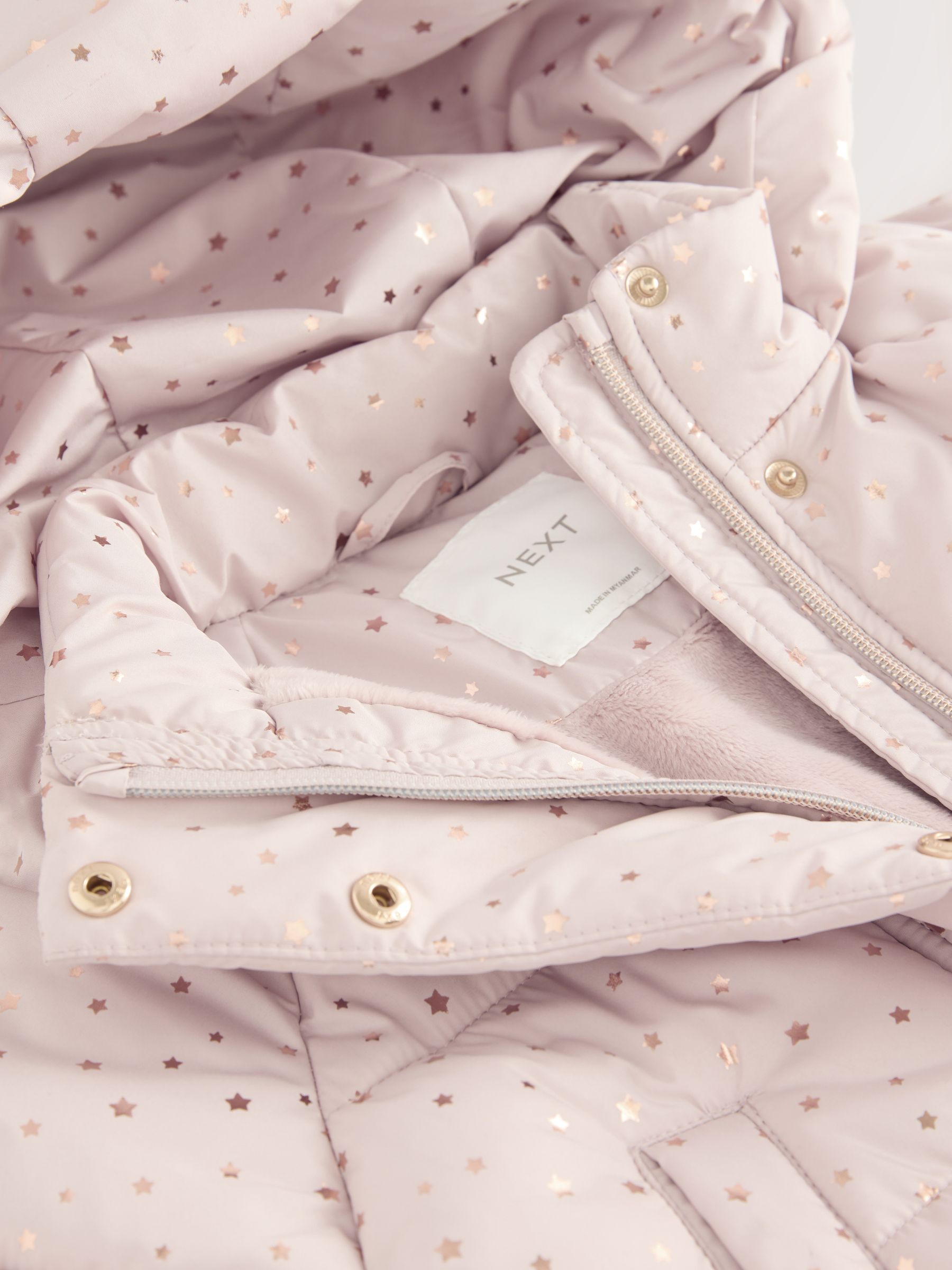 Roze - Regenbestendige gewatteerde jas met rucheszoom (3mnd -7jr)