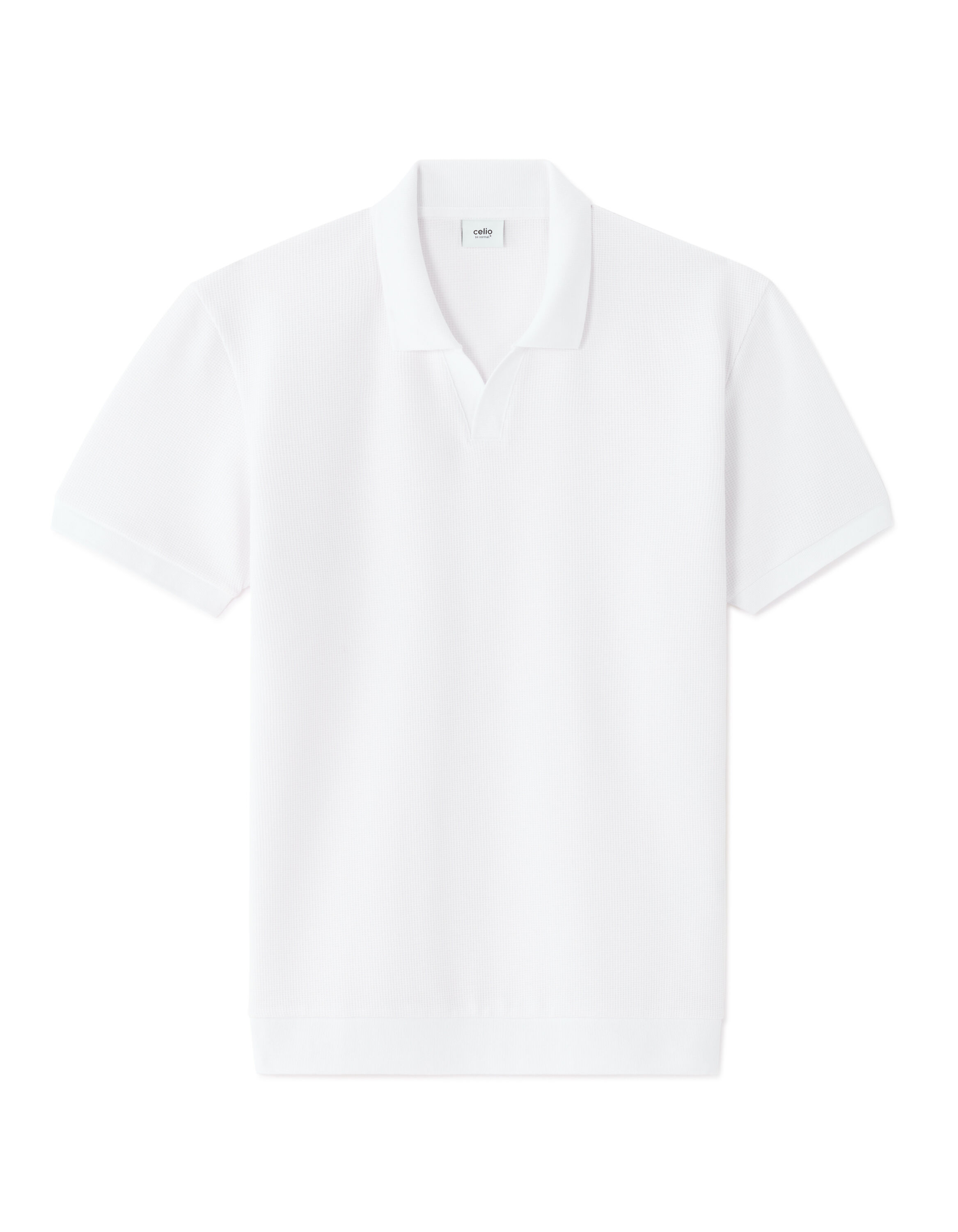 Polo regular en maille gaufrée - blanc