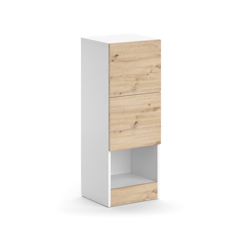 Vicco Midischrank Alf 35 x 92 cm, Weiß Artisan Eiche, Badezimmer, 2 Schubladen