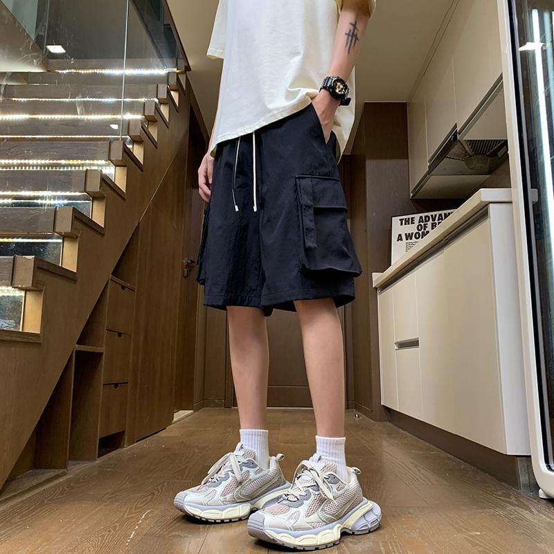 Giuliana - Effen cargoshorts met trekkoordtaille