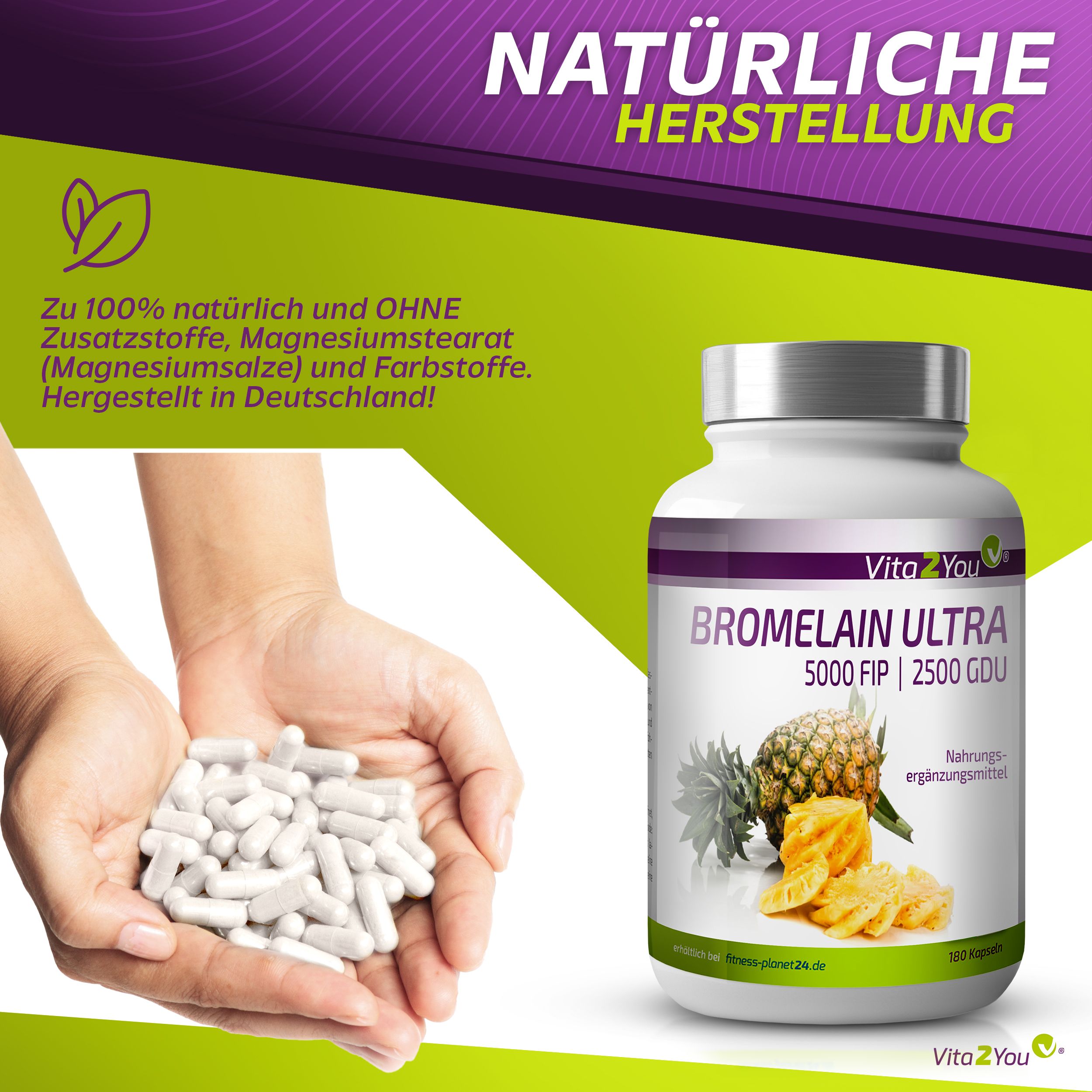 Vita2You Bromelain 5000FIP Kapseln