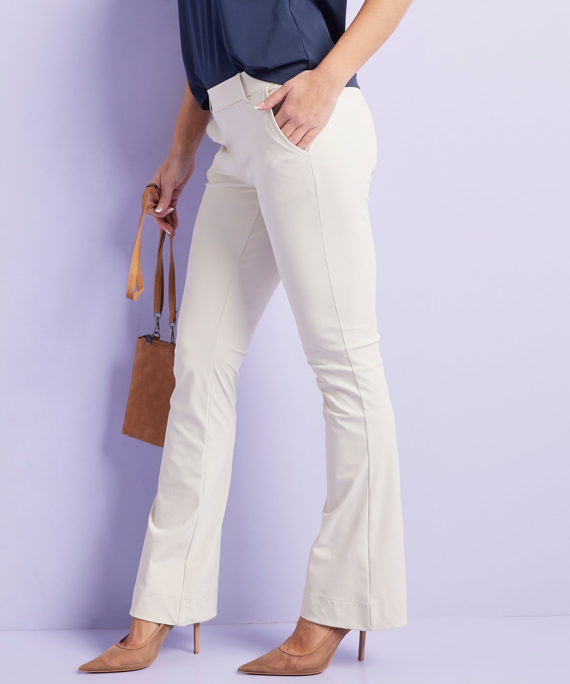 flared fit broek travelstof