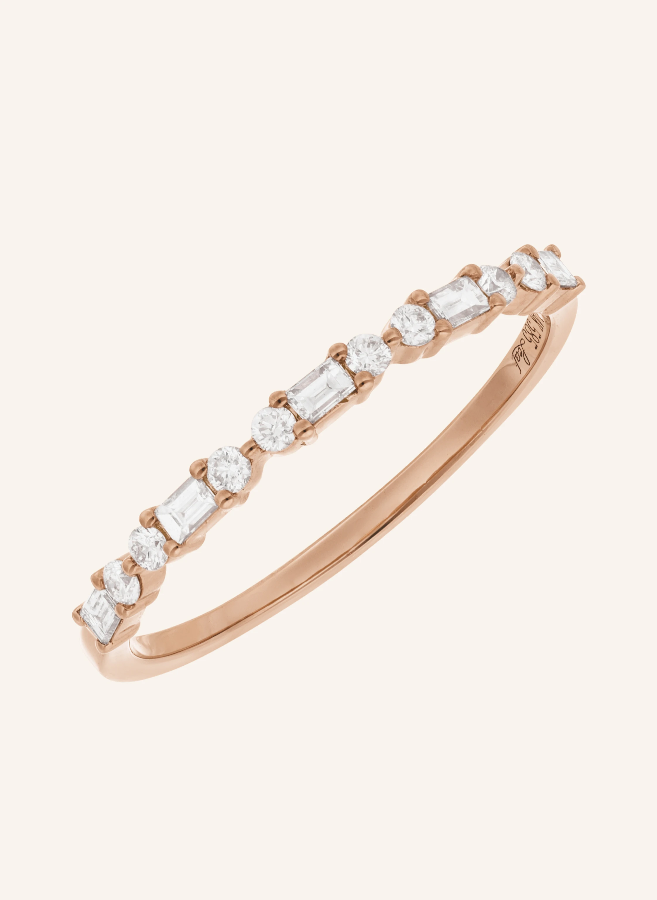 Leaf Ring BAQUETTE aus 14 Karat Roségold mit Diamanten