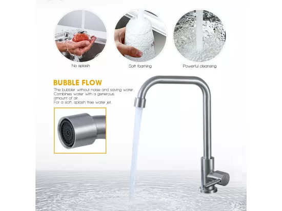 Robinet de Cuisine à Eau Froide,Pivotant à 360°, Robinet d'Évier d'eau froide à Levier Unique, Acier Inoxydable- Brossé