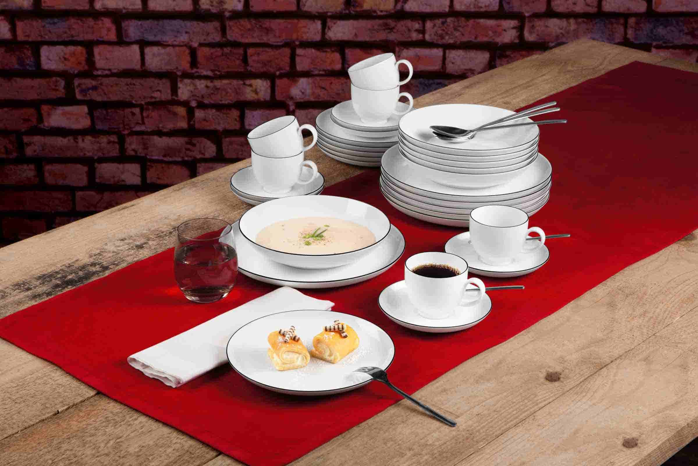Seltmann Weiden Kaffeeservice rund Lido Black Line 18er Set