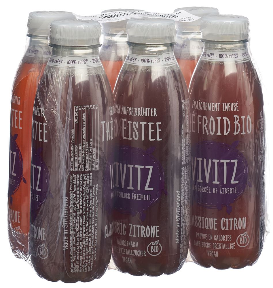 VIVITZ Bio Eistee<br>6 × 0.5 l, Classic Zitrone