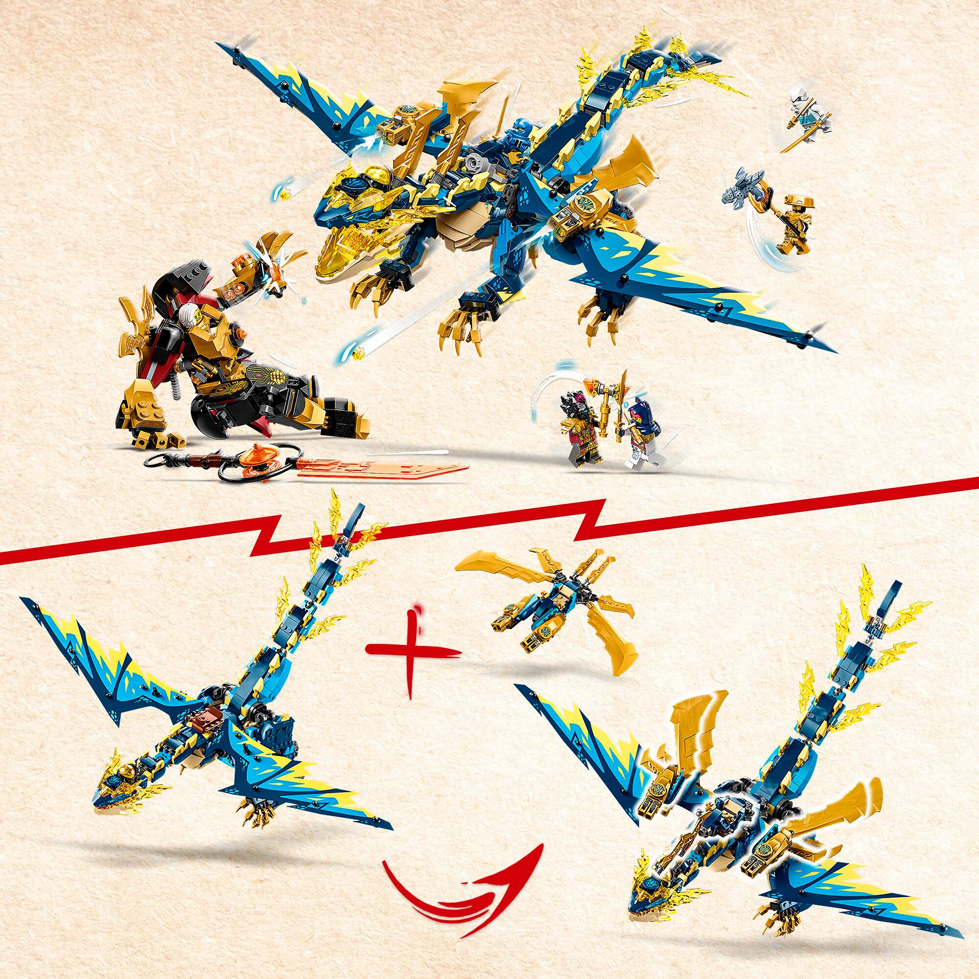 LEGO Konstruktionsspielzeug Ninjago Kaiserliches Mech-Duell gegen den Elementardrachen