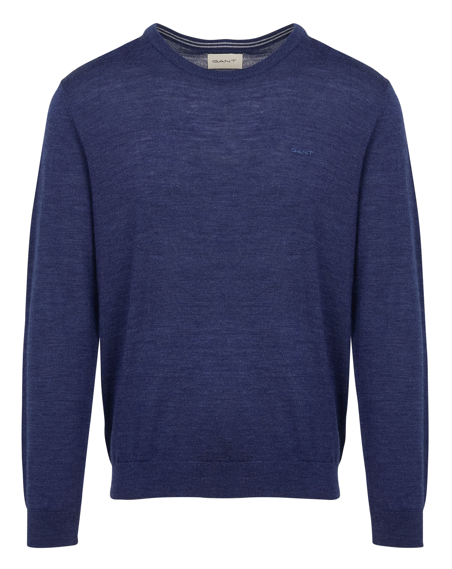 Pull fin col rond en laine| Bleu