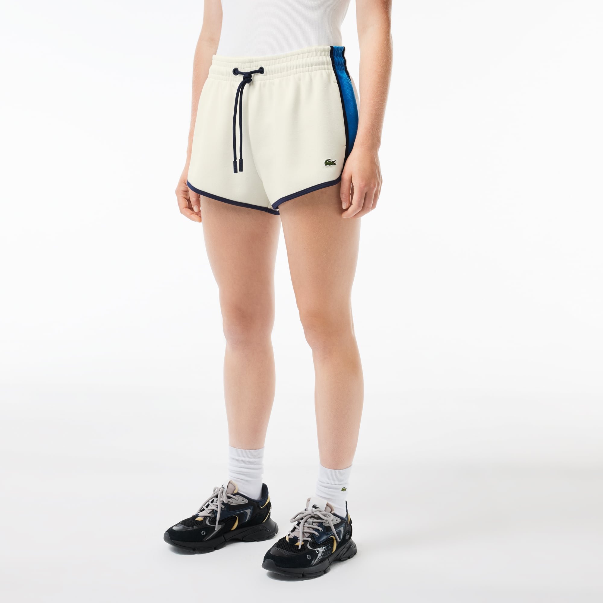 Short découpes contrastées en piqué double face Shorts - Blanc - Lacoste - Femme