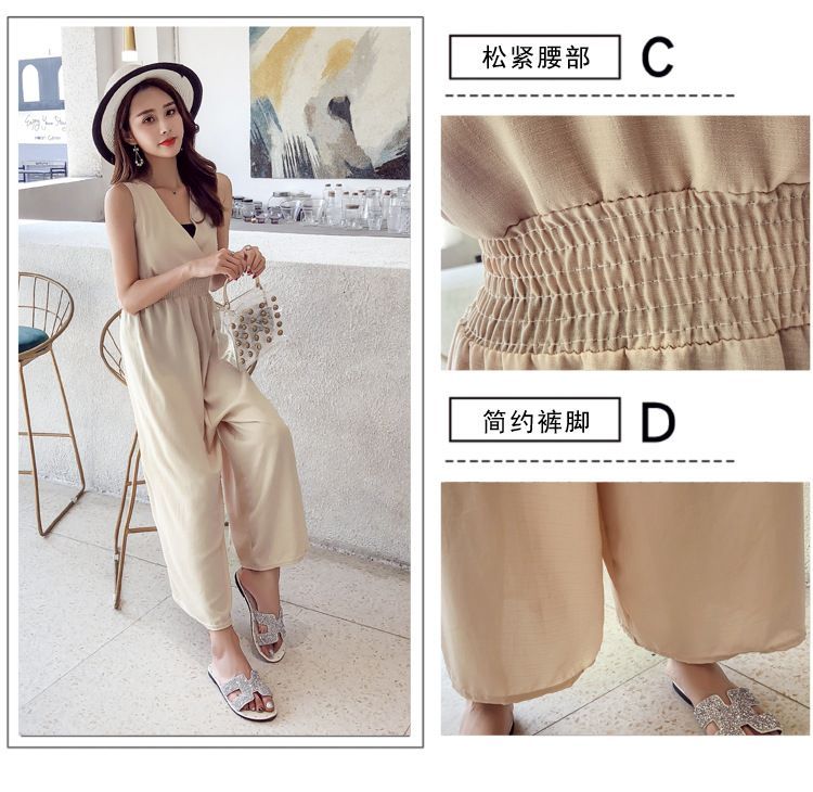Lewwe - Mouwloze jumpsuit met wijde pijpen