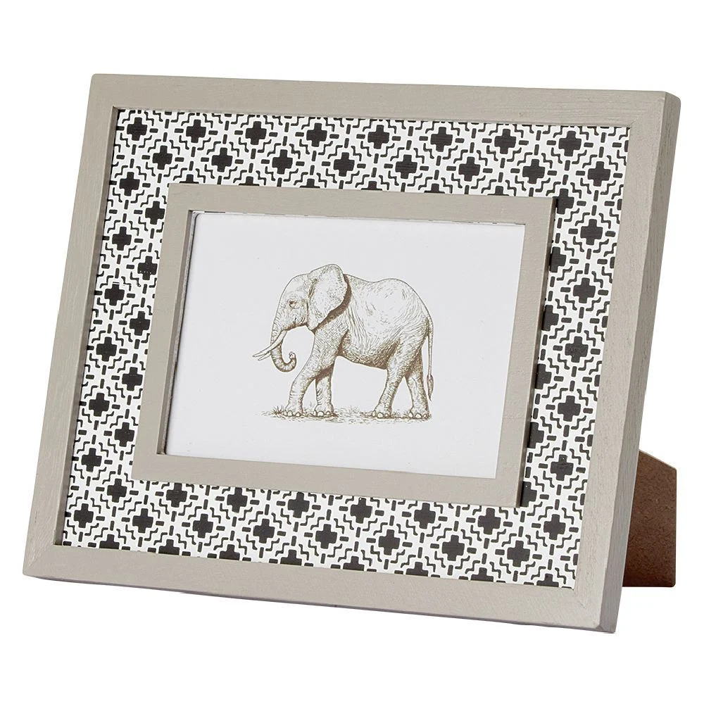 Cadre photo design géométrique motif éléphant vue 10x15 cm