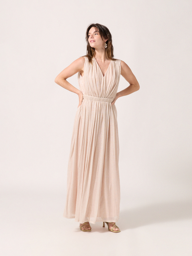 Robe maille détails fils métallisés