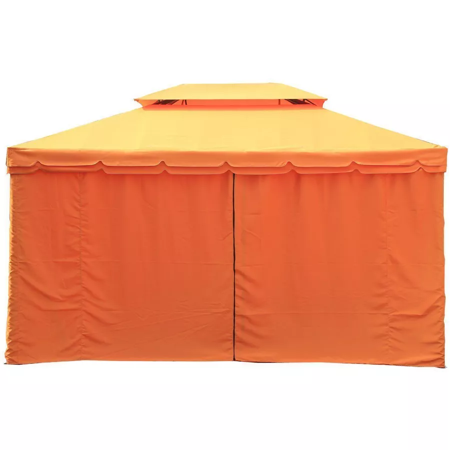 Outsunny Gartenpavillon mit Doppeldach schwarz, orange