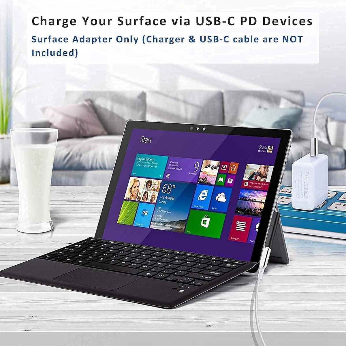 NÖRDIC USB-C ladeadapter for Microsoft Surface 15V3A 45W