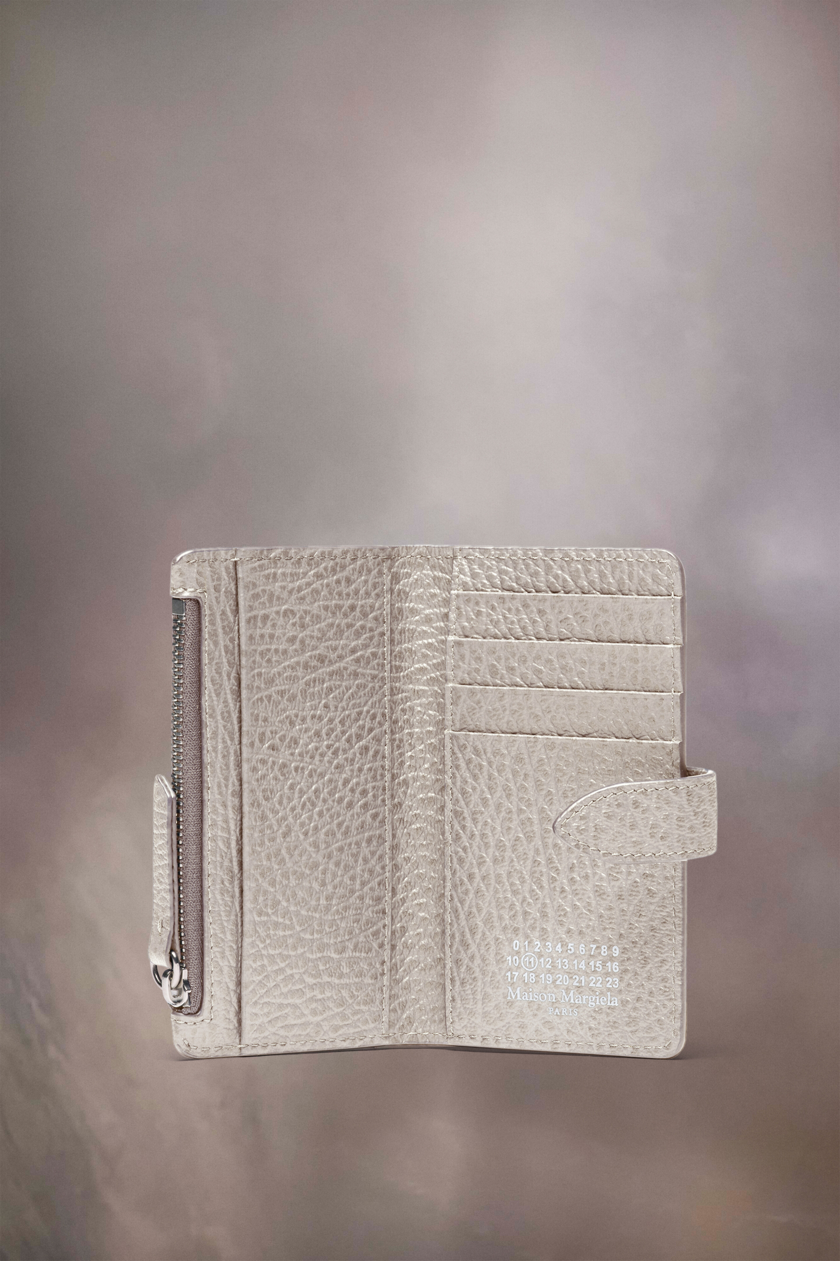 Four stitches zip wallet Gris clair
