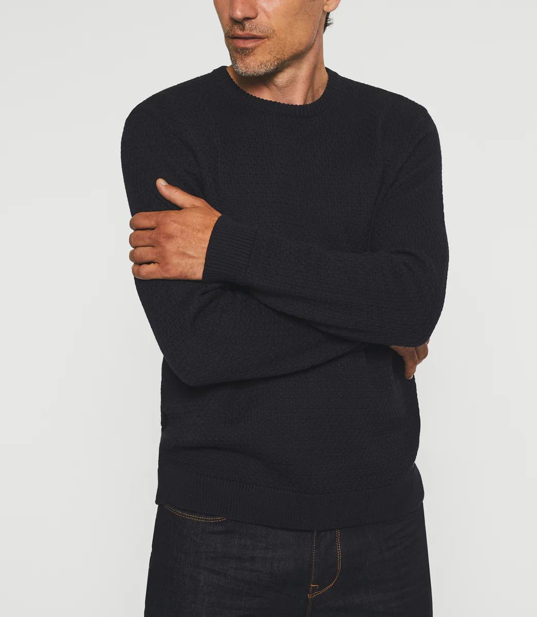 Pull col rond marine BASILIO