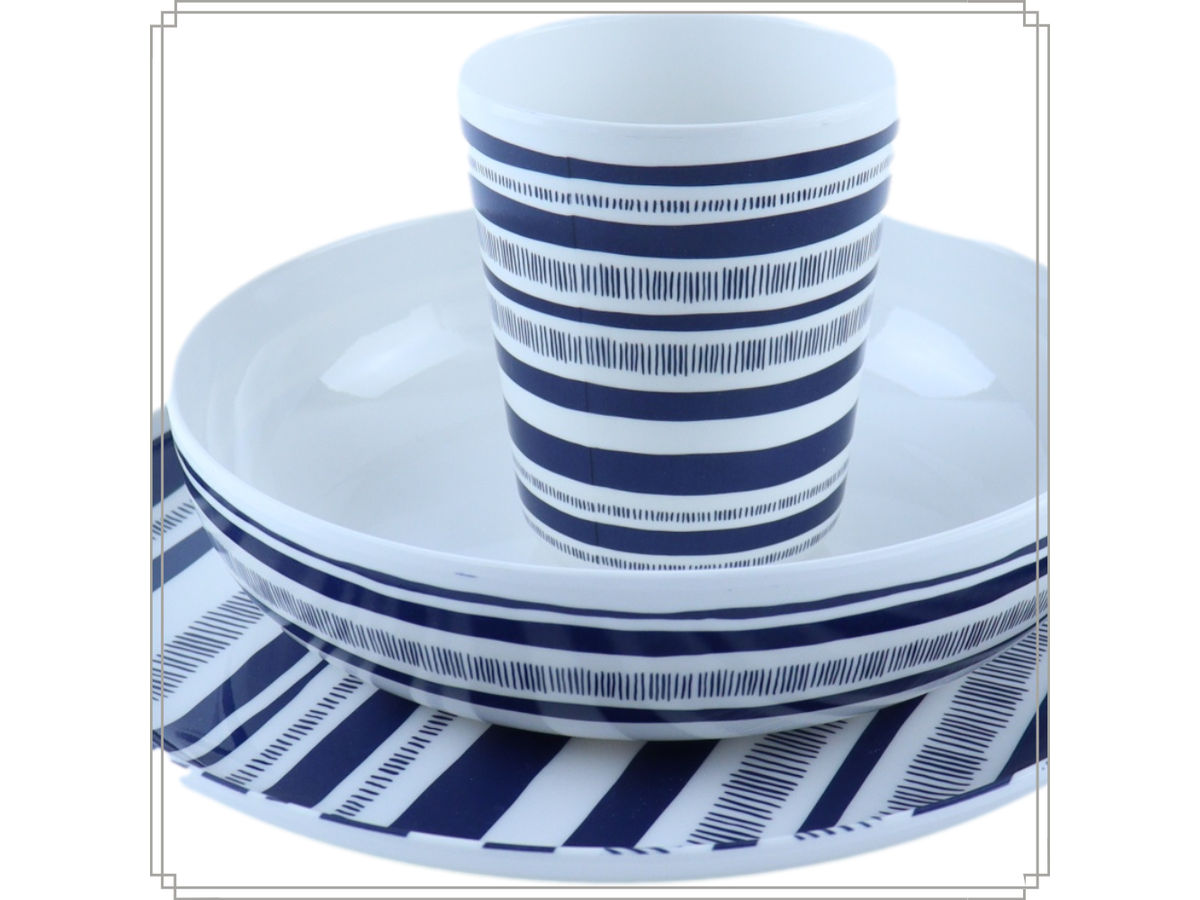 OTIX Stripes 12-delig serviessets - Blue