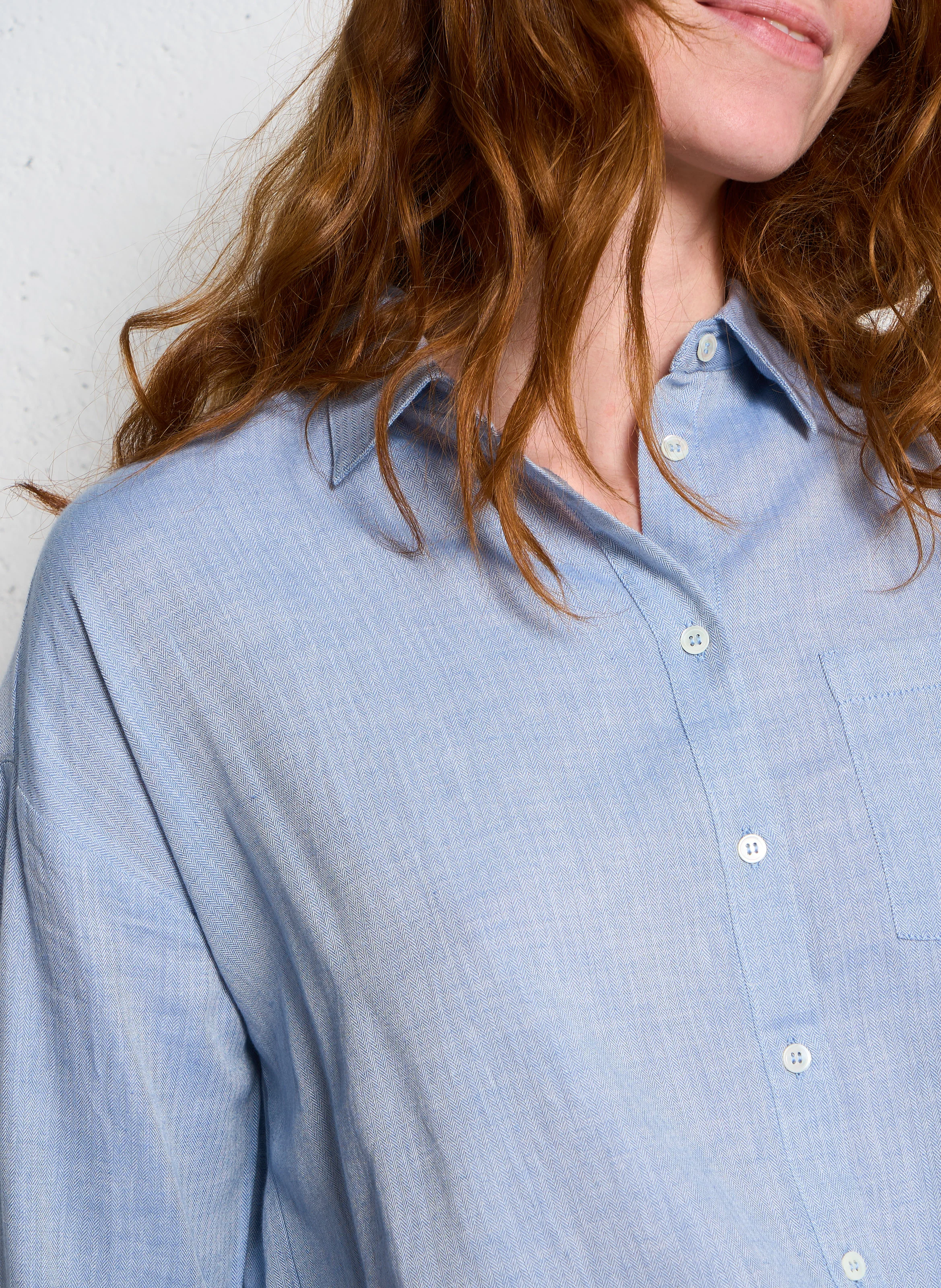 CORALIA - Chemise col classique en coton | Bleu