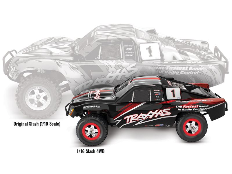 Traxxas Short Course Truck Slash 4x4 Titan Schwarz, RTR, 1: Kleiner SCT mit Allradantrieb und 550er Brushed Motor