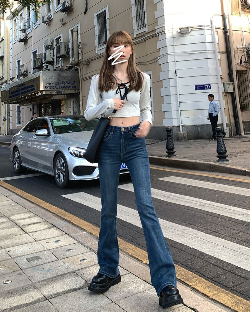 GOUB - High-Waist Washed Bootcut Jeans