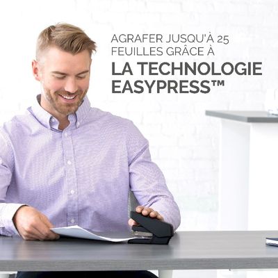 Fellowes - Agrafeuse LX840 EasyPress noire avec Microban® - capacité de 25 feuilles - demi bande
