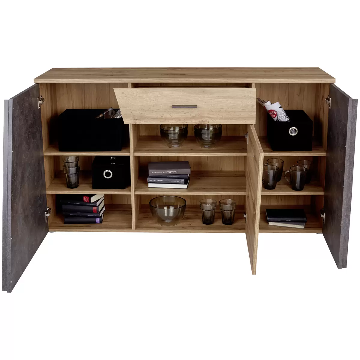 Sideboard Venedig Betonoptik,Eiche