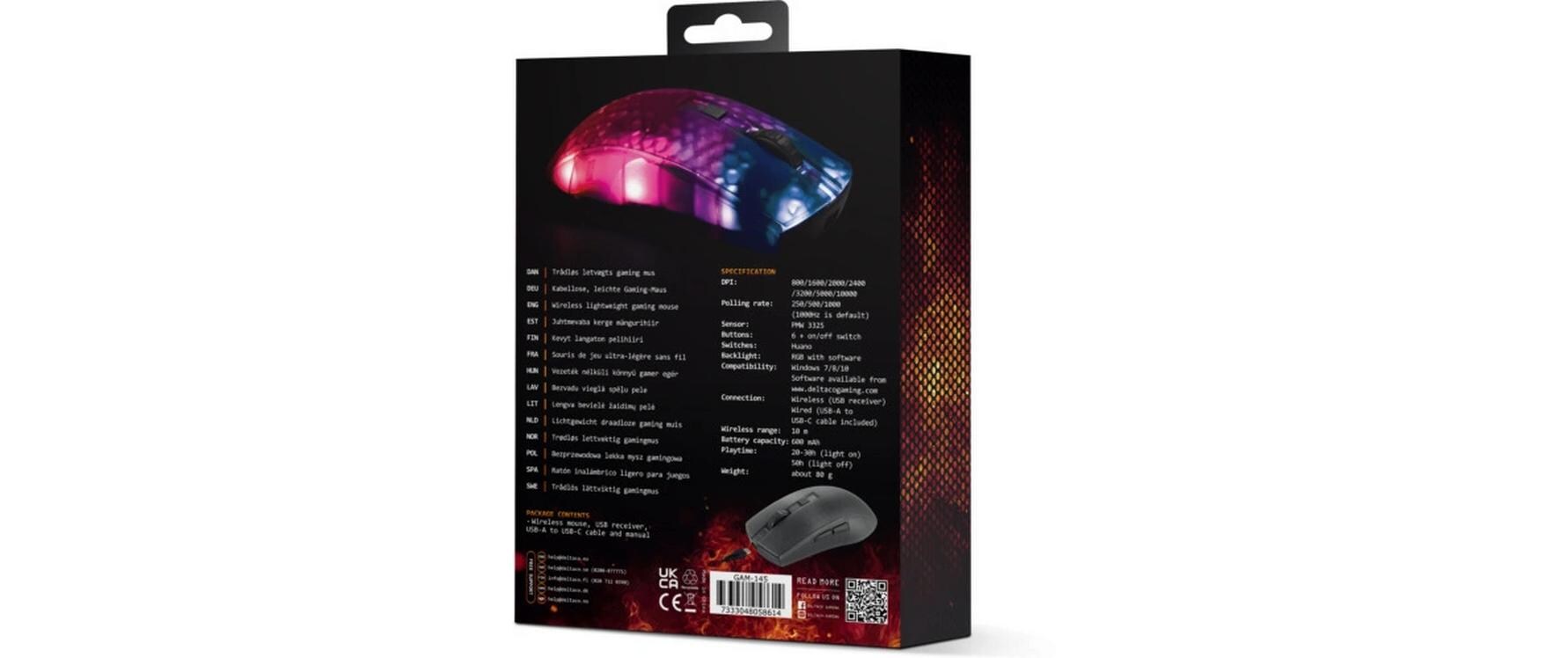 Gaming-Maus GAM-145 SchwarzLeichte Gaming-Maus mit RGB Beleuchtung