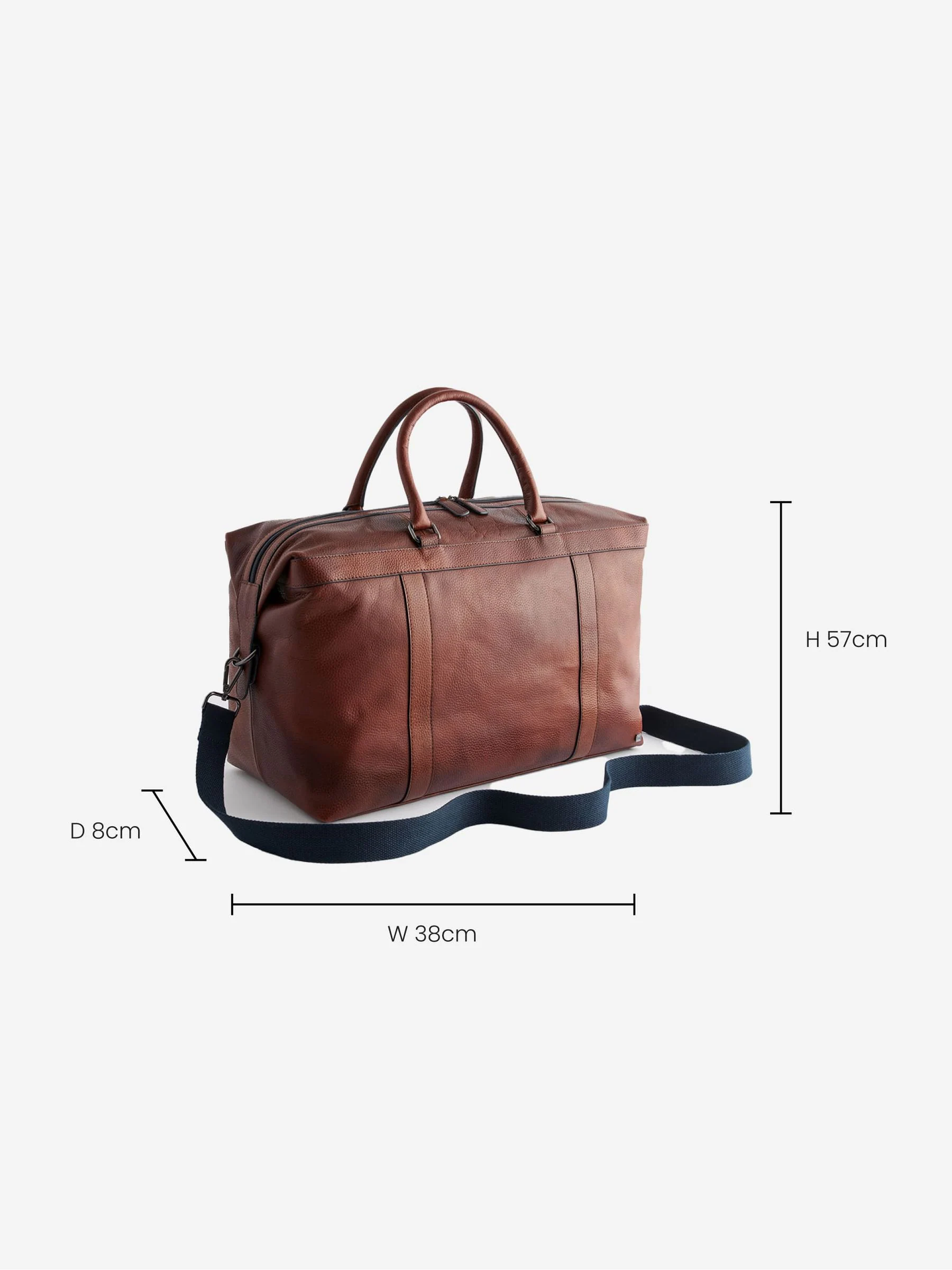 Lichtbruin/marineblauw - Leather Weekend Holdall Bag