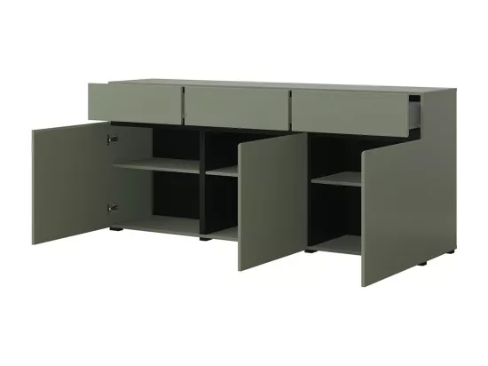 Buffet coloris vert sauge 180cm collection HAVANA. Bahut design avec 3 portes et 3 tiroirs.